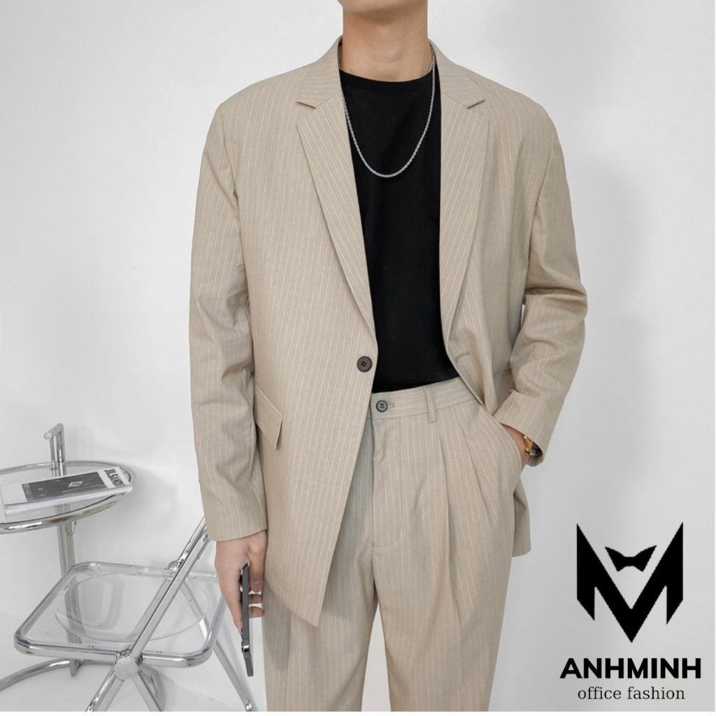 Set Blazer Nam Quần âu nam ANHMINH bộ vest nam gồm áo vest và quần âu lịch lãm sang trọng thời trang Hàn Quốc