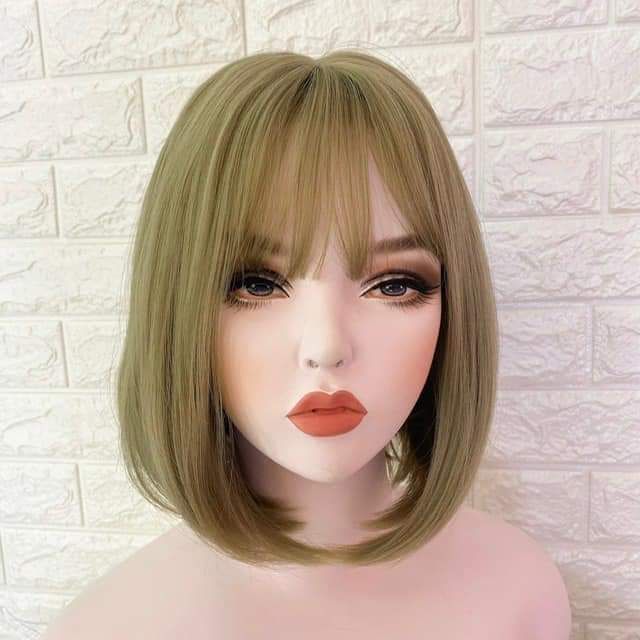 Tóc giả nữ cả đầu 🥰FREESHIP🥰 Giảm 7k khi nhập [TOCGIAHOT]-Tóc giả nguyên đầu cúp ngắn xanh rêu