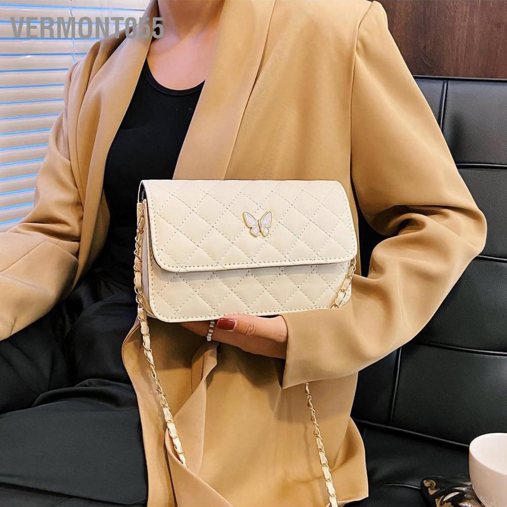 Vermont055 Túi dây chuyền Dung tích lớn Da PU Thời trang Kim cương Bướm nữ đeo vai Messenger