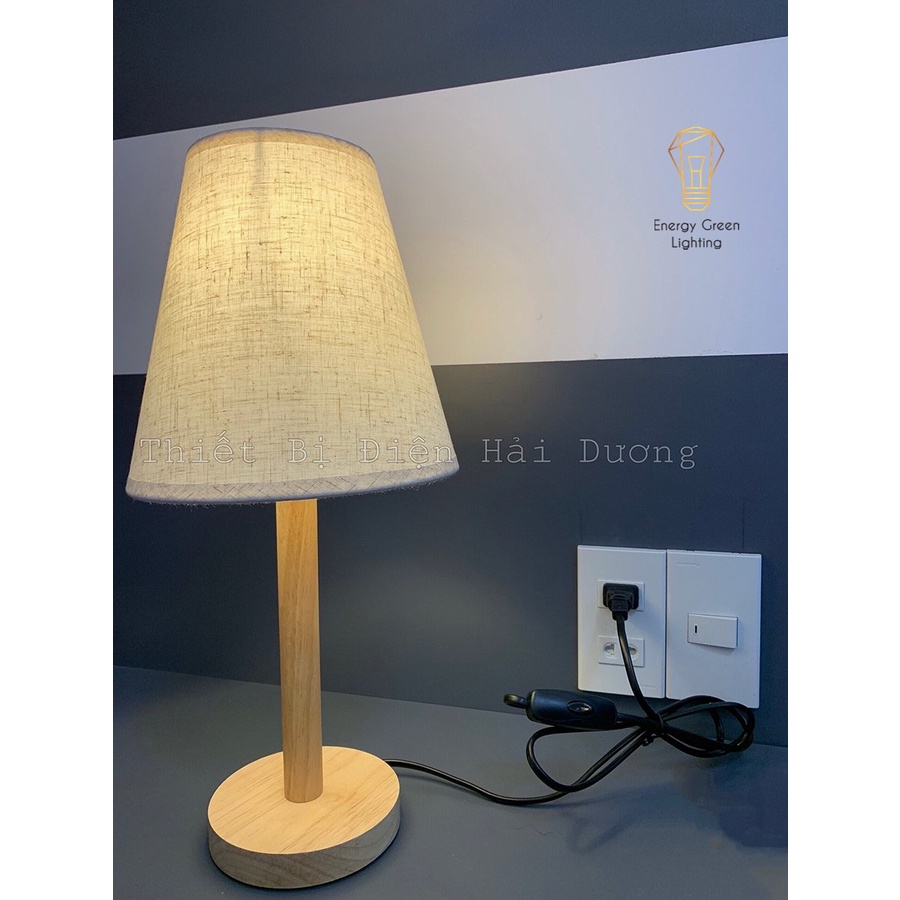 Đèn ngủ Energy Green Lighting để bàn thân gỗ choá vải kiểu dáng cổ điển TN866 - Đèn bàn cao 40cm trang trí căn phòng