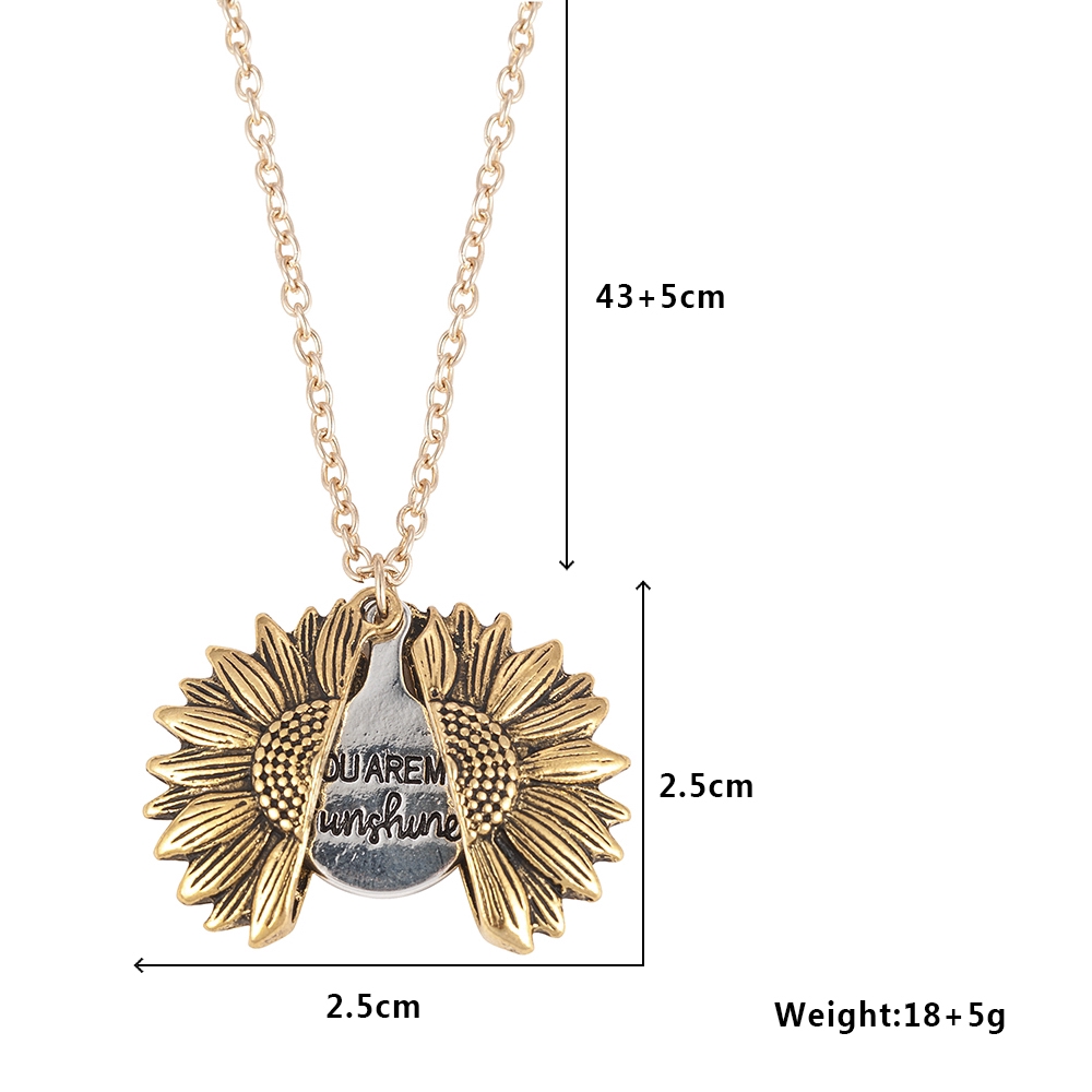 Dây chuyền hợp kim mặt hoa hướng dương khắc chữ You are My Sunshine