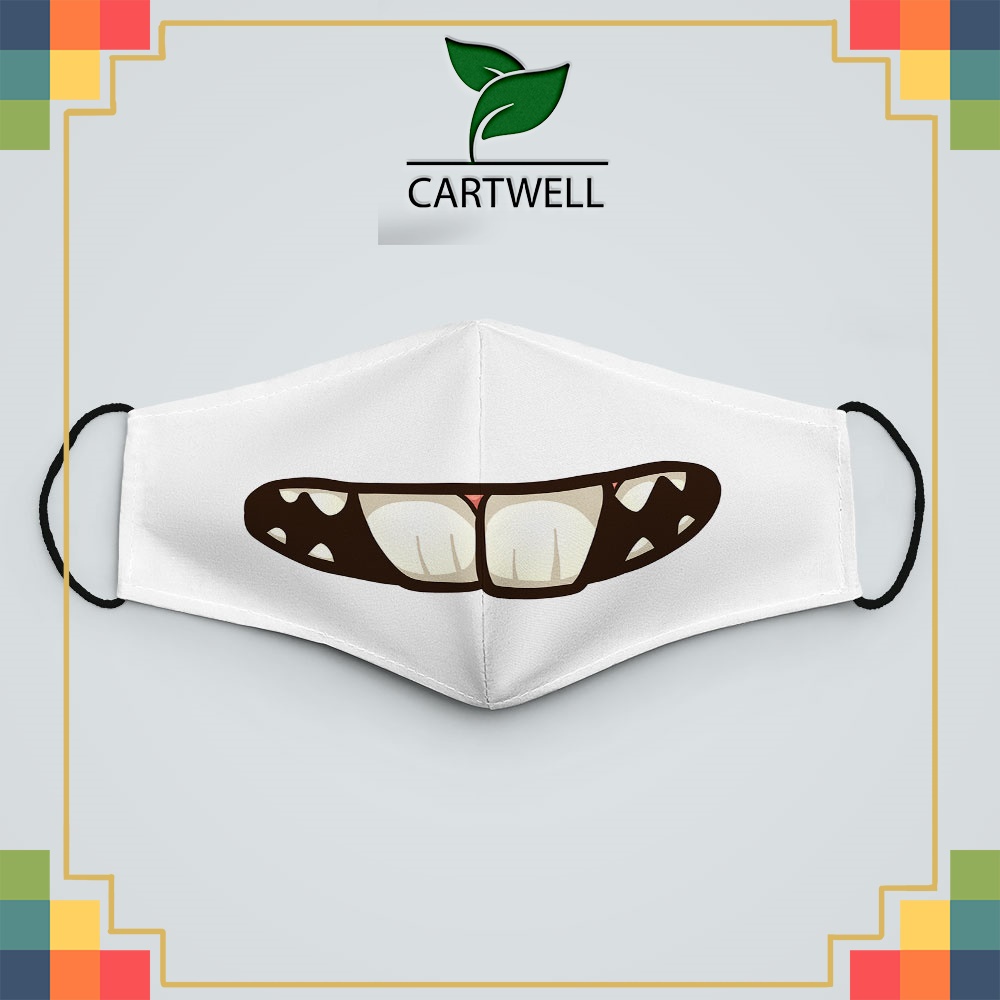 khẩu trang in hình miệng DRAWN_1453 CARTWELL chất liệu poly cotton 100%,  chống bụi in họa tiết 3d thời trang unisex
