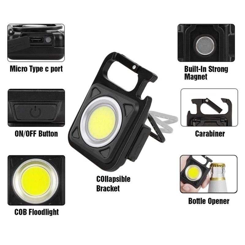 Móc Khóa Đèn LED COB Mini Sạc USB Bỏ Túi Tiện Dụng