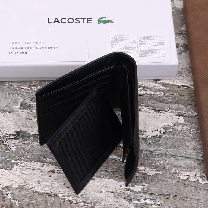 Lacoste Short Wallet Card Holder Package Wallets Leather Coin Purse Poch Bag
