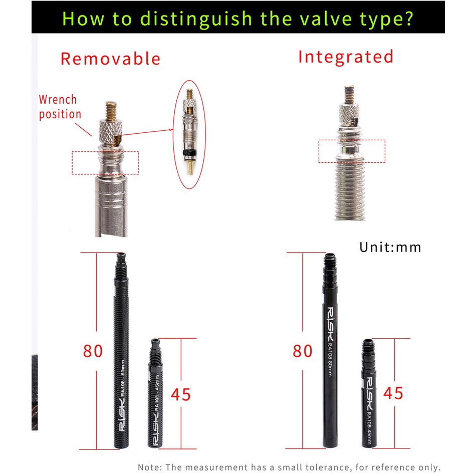 Set 2 Ống Nối Dài Van Lốp Xe Đạp 45mm / 80mm