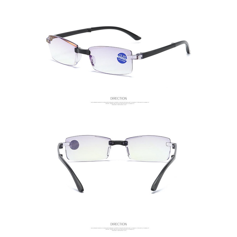 Kính đọc sách gấp siêu nhẹ Kính không viền TR Anti-Blu-ray Kính đọc sách Hộp đựng bằng da