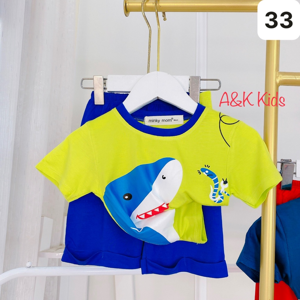 Bộ cọc tay ,thun lạnh minky mom mịn mát in cá nemo cho bé trai, gái size 8-30kg M33