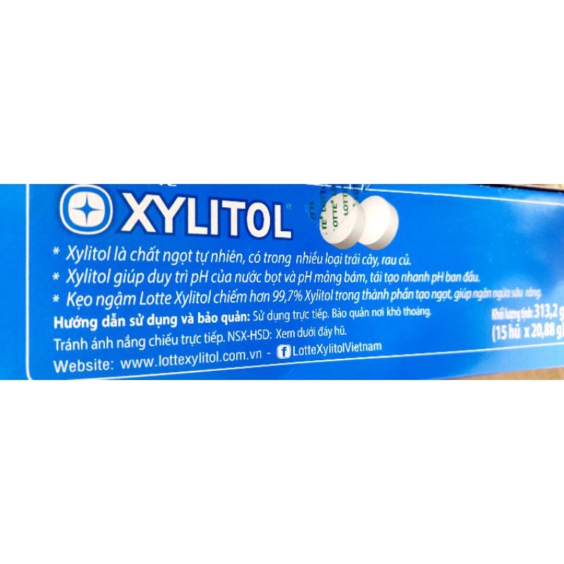 3 vị lotte xylitol kẹo ngậm không đường bạc hà cam dưa hấu, 20.88 g. date:1/4/2024