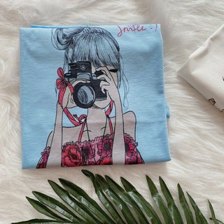 áo phông áo thun 3d in hình cô gái chụp ảnh dễ thương xinh