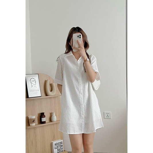 Váy áo sơ mi đan 2 lớp 2108