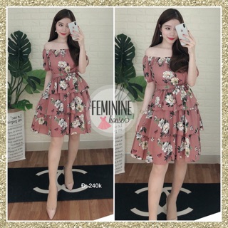 Váy hoa tầng trễ vai