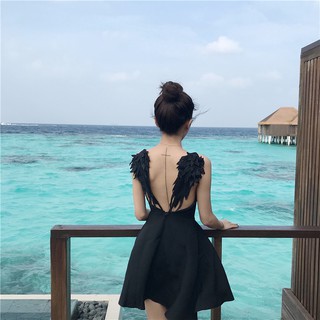[Sẵn]VÁY TRẮNG ĐI BIỂN HỞ LƯNG HÌNH ĐÔI CÁNH GỢI CẢM SEXY CÓ MIẾNG ĐỆM NGỰC