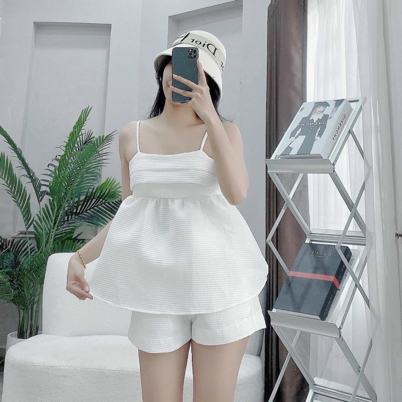 SET BBD XỐP NƠ LƯNG 2 DÂY + SHORT