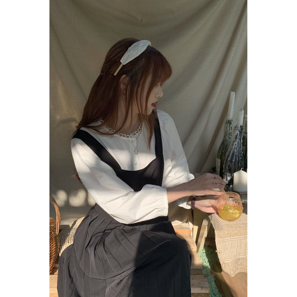 Áo sơmi trắng cổ đăng ten (AS08)-Hàng có sẵn