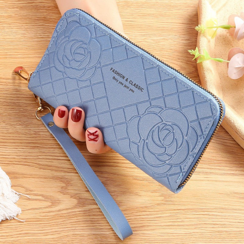 Ví Dài Nữ Cầm Tay Đẹp Giá Rẻ 490 Dập Vân Bông Hoa Nhiều Ngăn Đựng Tiền Thẻ Siêu Hot