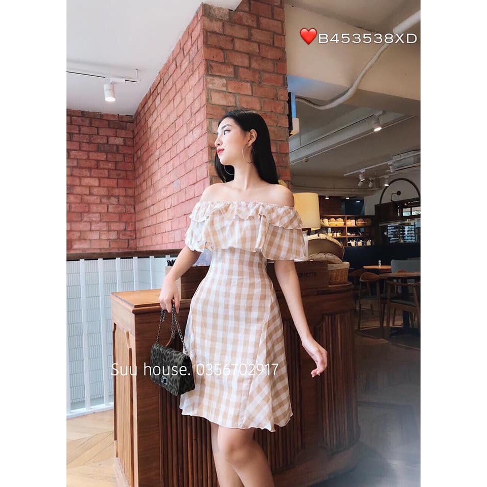 Đầm caro trễ vai ( 3sp bất kì giá sỉ )