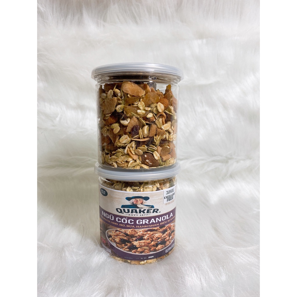 Granola thường mix các loại hạt vị Chocolate, Trà Xanh, Mật Ong, ăn kiêng, giảm cân.