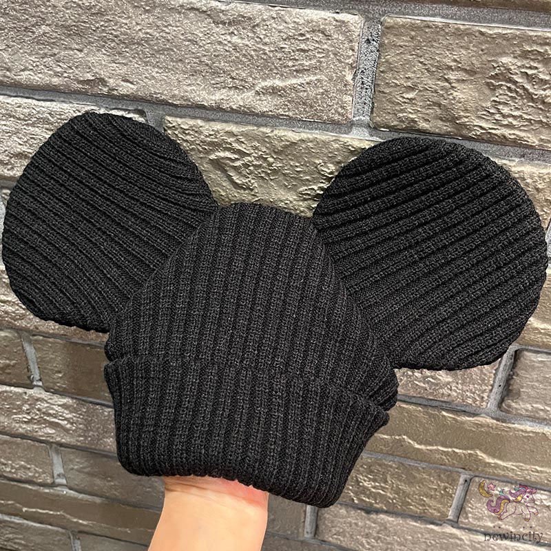 Mũ Beanie Dệt Kim Co Giãn Thiết Kế Tai Hoạt Hình Phong Cách Hàn Quốc Cho Bé