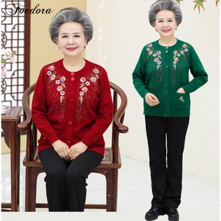 [SẴN HÀNG] Áo Len Mùa Đông Thêu Họa Tiết Chìm Đẹp Cho Mẹ - Áo Len Thêu Hoa Tuổi Trung Niên Cực Đẹp