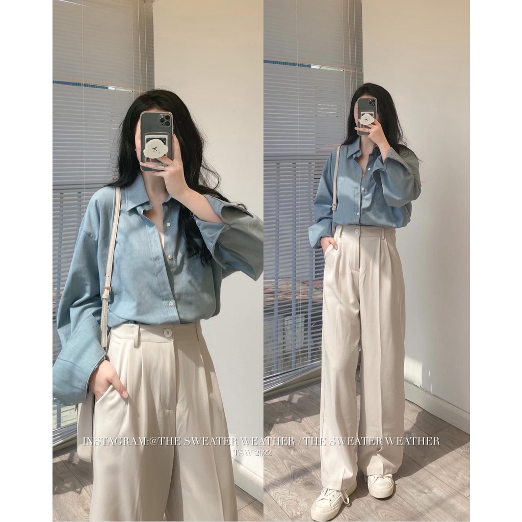 Áo sơ mi dài tay nam nữ unisex 9 màu form rộng oversize chất thô học sinh công sở giấu quần trơn basic freesize