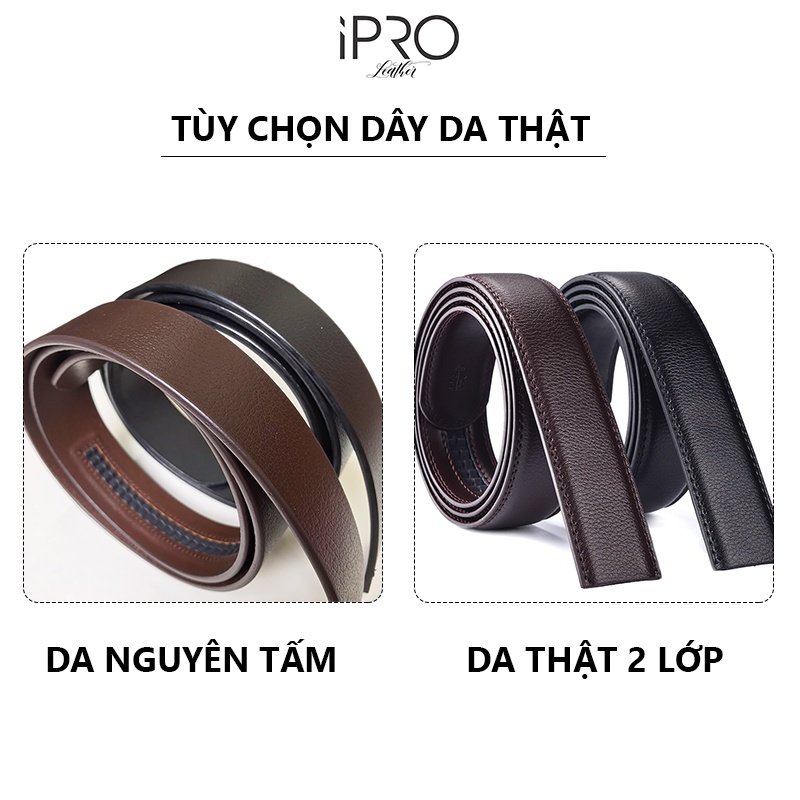 Thắt lưng nam da bò thật nguyên tấm thời trang cao cấp khóa tự động IPRO TL106 bảo hành 24 tháng