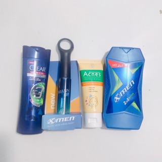Bộ 9 món: 1dầu gội clear men 70ml+ 1nước hoa Xmen Man 22ml+ 1lăn nivea men 12ml+ 1sữa rửa mặt oxy 25g+Tặng 5 gói dầu gội