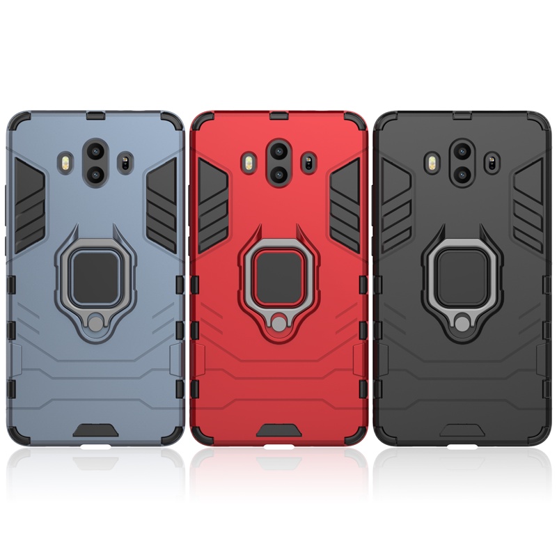 Ốp Điện Thoại PC + Silicone Mềm Chống Sốc Có Vòng Nhẫn Giá Đỡ Xoay Cho Huawei Mate 10 9 Lite