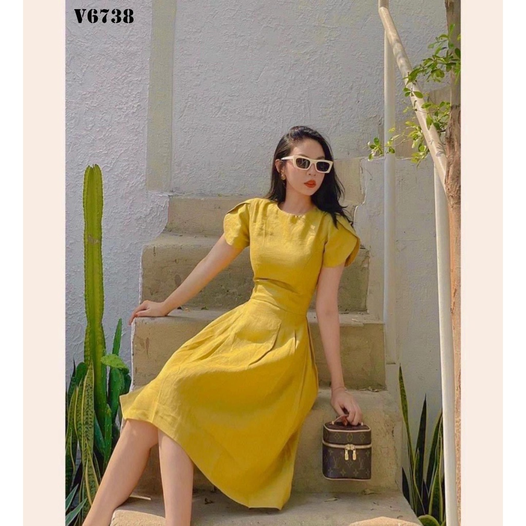 (Ảnh thật) Pass đầm công sở màu vàng mới nguyên V25