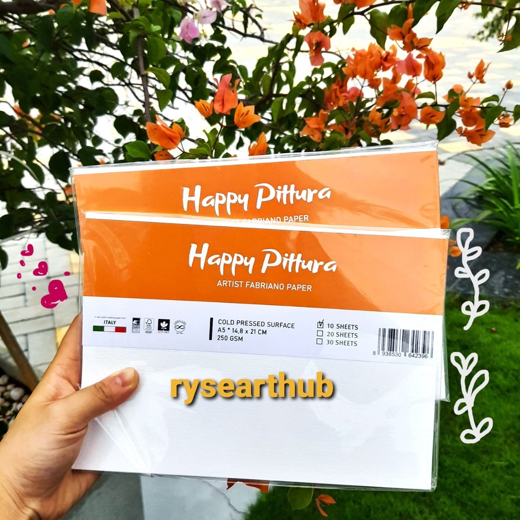 Giấy vẽ màu nước HAPPY Pittura Artist Fabriano 250gsm 10 tờ A5/A4/A3