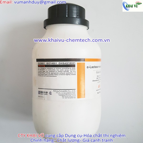 Lactose monohydrate Xilong C12H22O11 chai 500g tinh khiết thí nghiệm