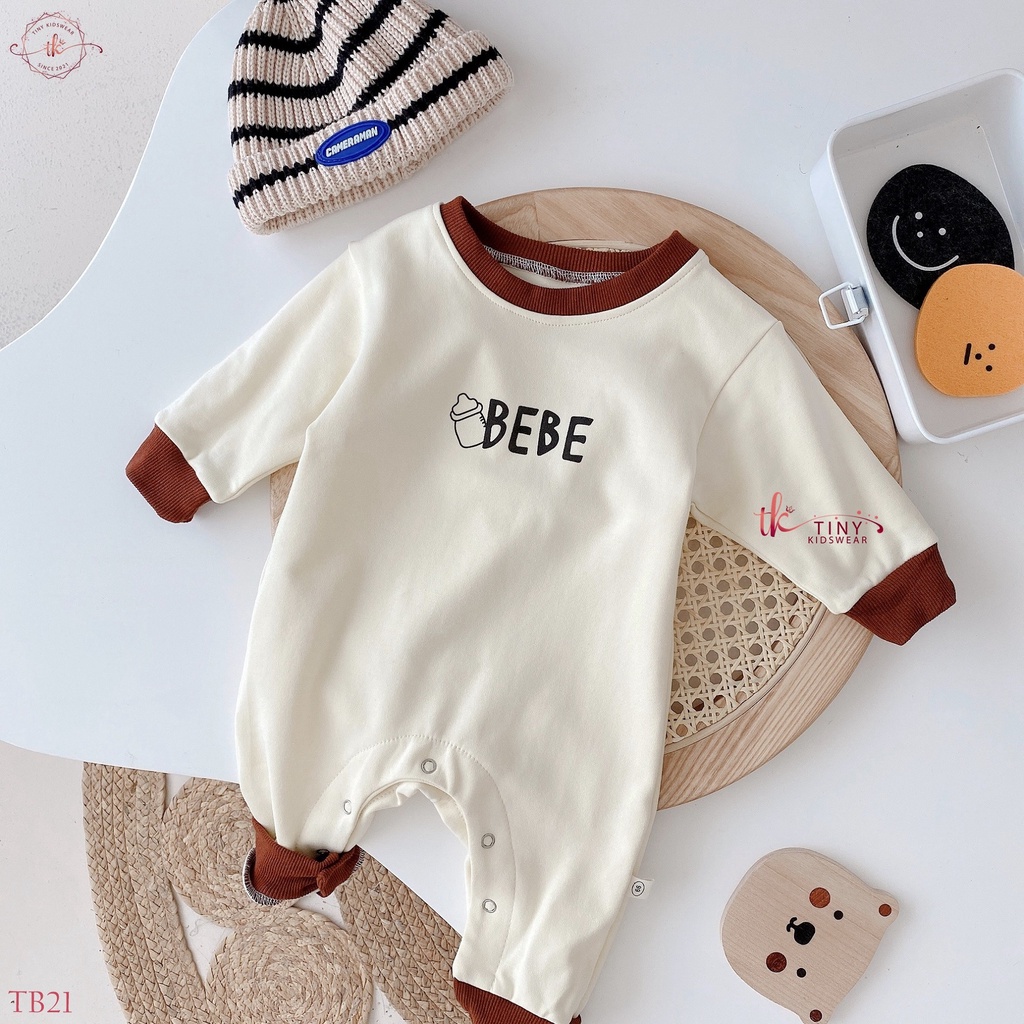 Bodysuit áo liền quần dài tay thu đông BEBE viền nâu cho bé trai từ 6-12kg [TB19]