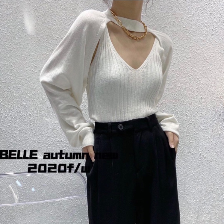 ihkke Áo Sweater Màu Trơn Thiết Kế Tay Dài Hở Lưng Đơn Giản Tôn Dáng Gợi Cảm