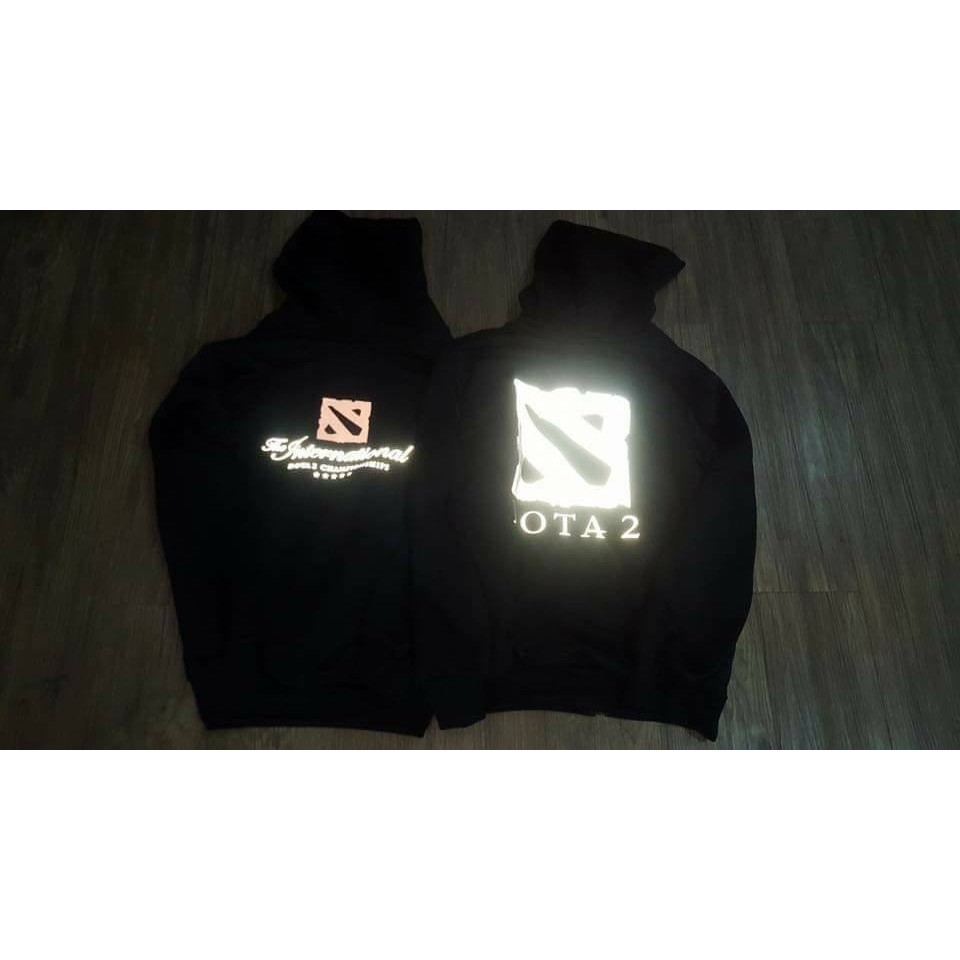 Áo khoác Hoodie Zipper Zipper đen in decal Dota2 phản quang