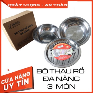 ⭕Giadụngchínhhãng⭕ Bộ Thau Rổ Bào đa năng Inox chính hãng Tithafa