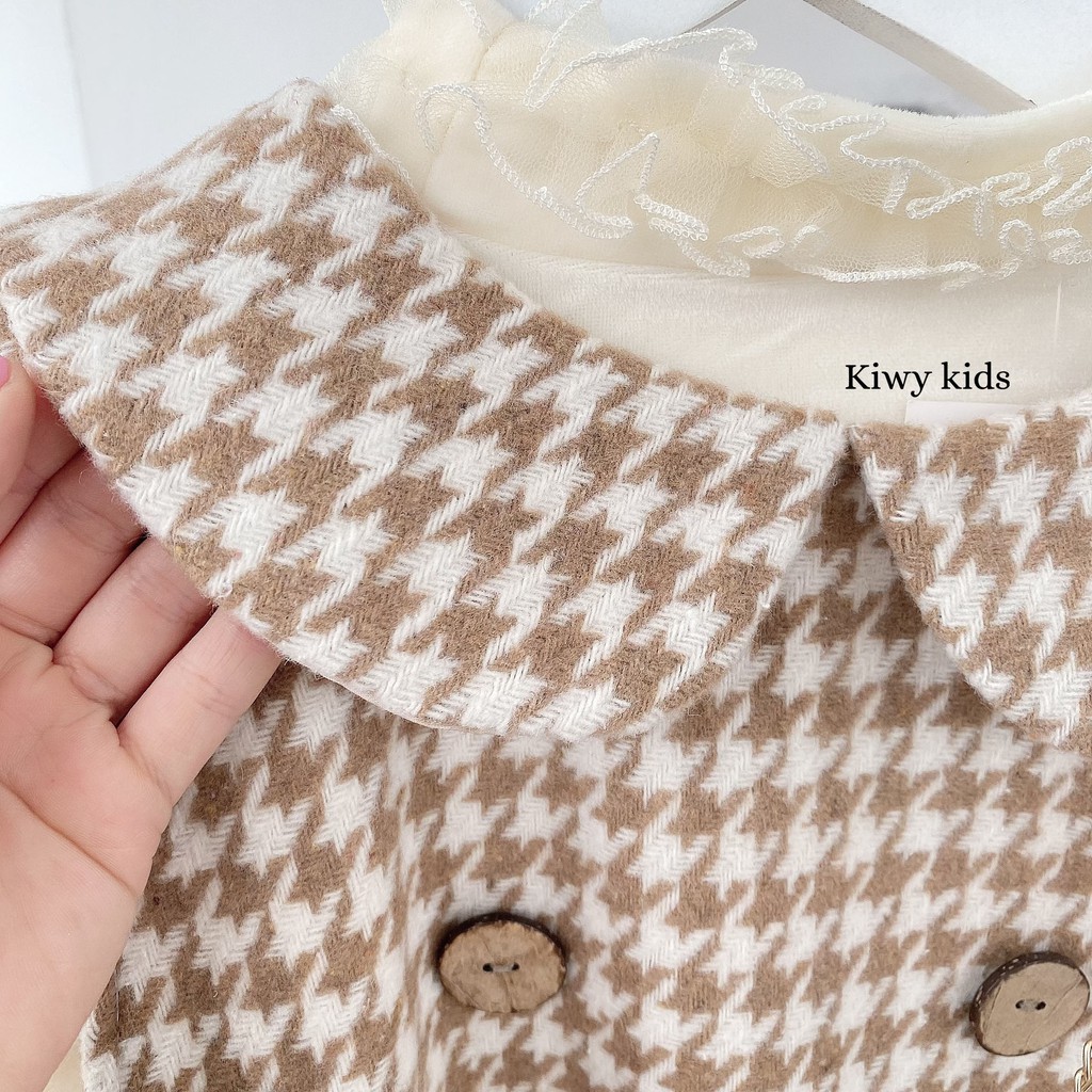 Set váy dạ Tweed kèm áo KIWY KIDS20 túi phong cách tiểu thư cho bé gái từ 1 đến 10 tuổi