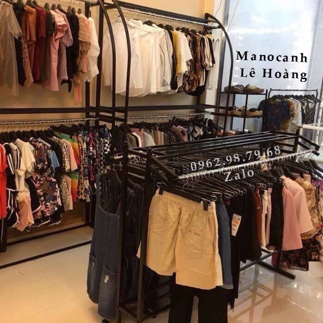 Kệ đôi treo quần áo 1 tầng cho shop thời trang