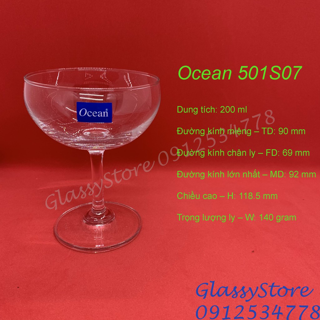 Ly rượu thủy tinh Ocean Saucer Champagne 1501S05 – 135ml / 1501S07 – 200ml