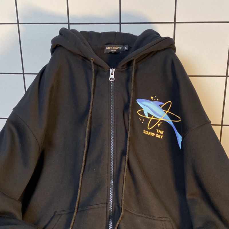 Áo Khoác Hoodie Form Rộng Phối Zip Unisex SKY Vải Nỉ Bông Nhẹ | BigBuy360 - bigbuy360.vn