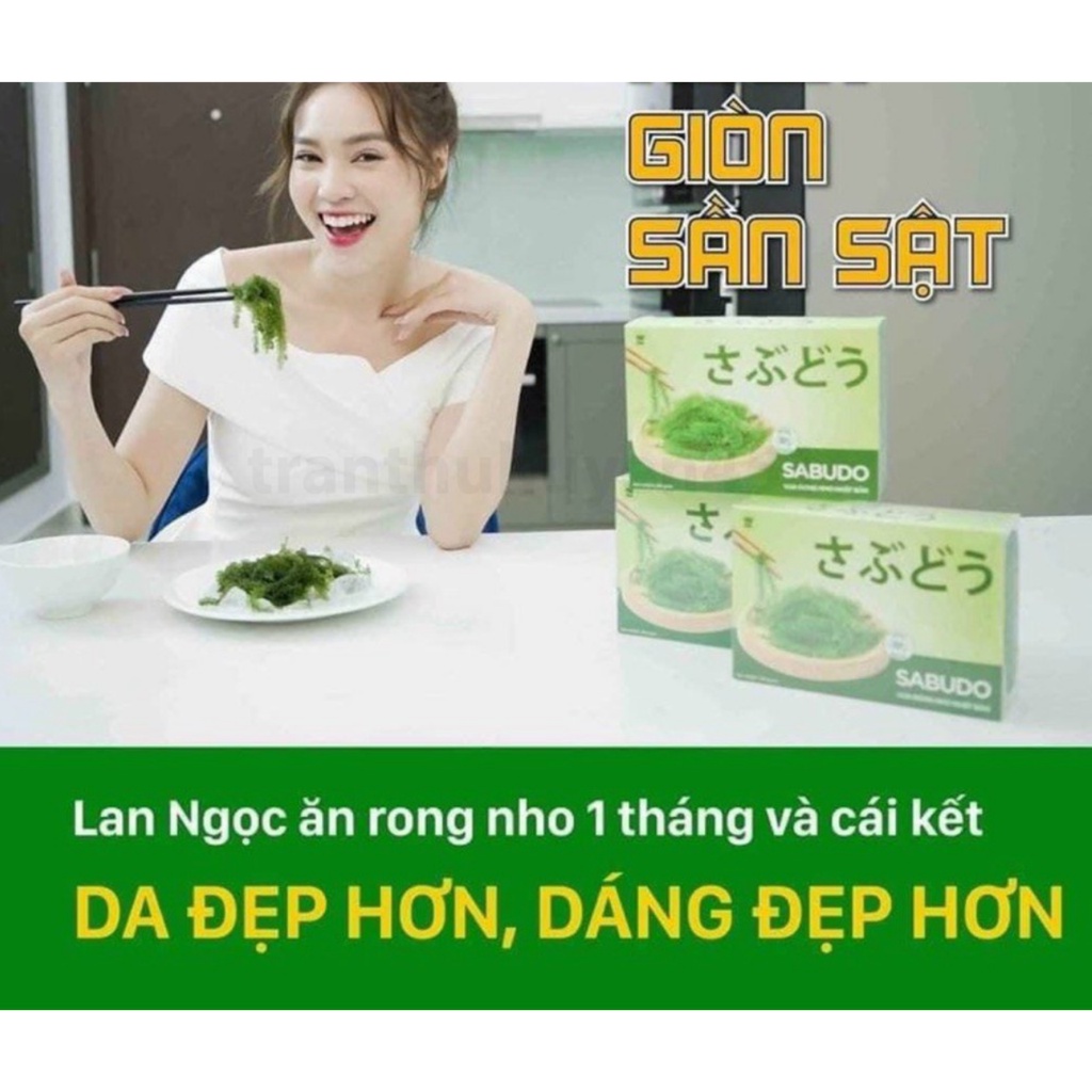 4 Gói Rong nho tách nước Sabudo tặng kèm 4 sốt mè 15ml