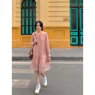 Váy babydoll tay dài dáng xòe