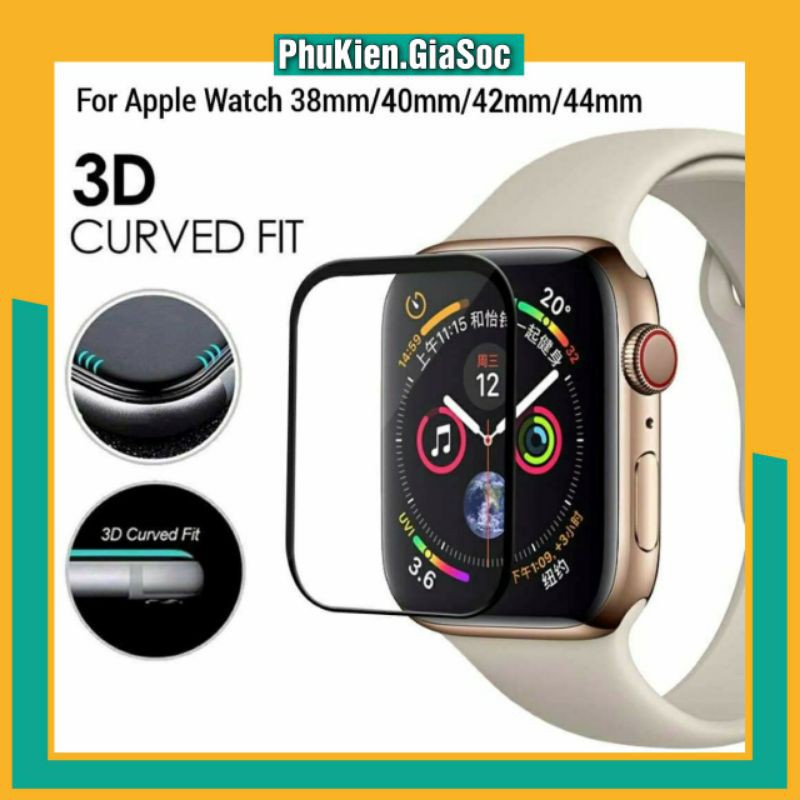 [Loại Tốt] Dán Cường Lực 3D Apple Watch ❤FREESHIP❤ Chống Xước - Chống Vỡ Tốt - Size 38Mm/40Mm/42Mm/44Mm