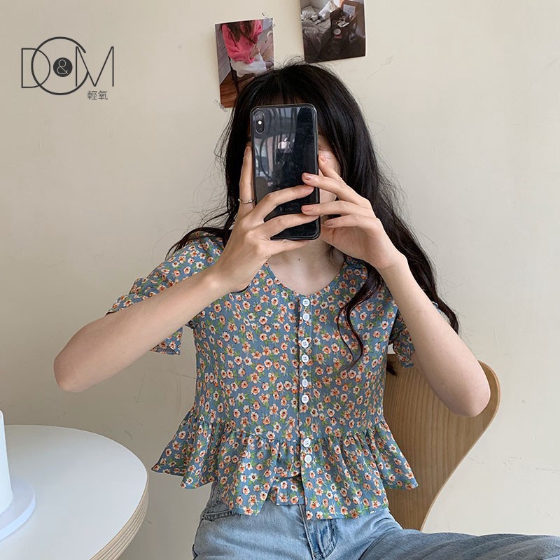 Áo Sơ Mi In Họa Tiết Hoa + Chân Váy Lưng Cao Xinh Xắn Theo Phong Cách Hàn Quốc Dành Cho Nữ | BigBuy360 - bigbuy360.vn