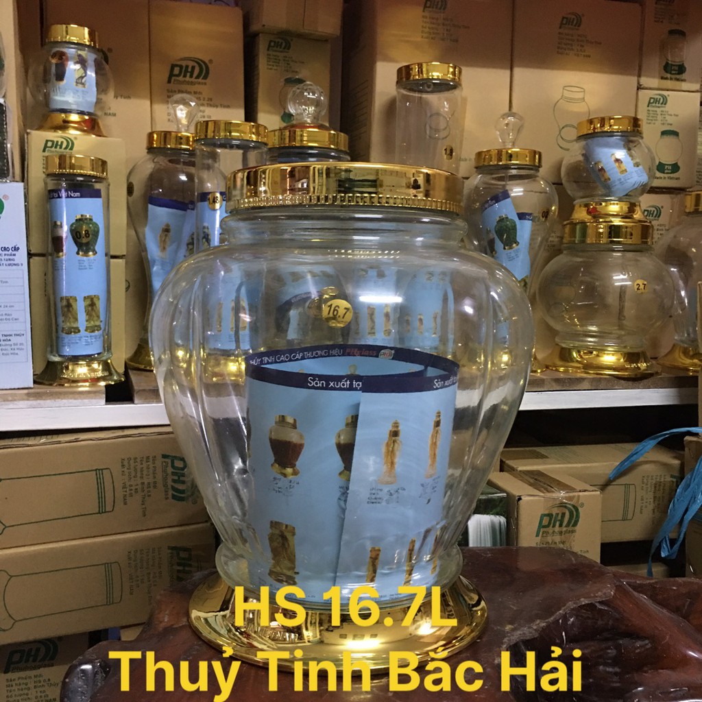Bình Thủy Tinh Ngâm Rượu SX Tại Việt Nam HS-16.7 Lít - Thủy Tinh Bắc Hải