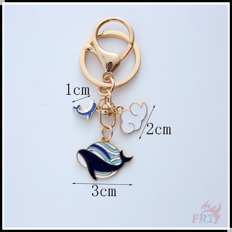 Móc khóa hình cá voi + cá heo + đám mây bằng hợp kim