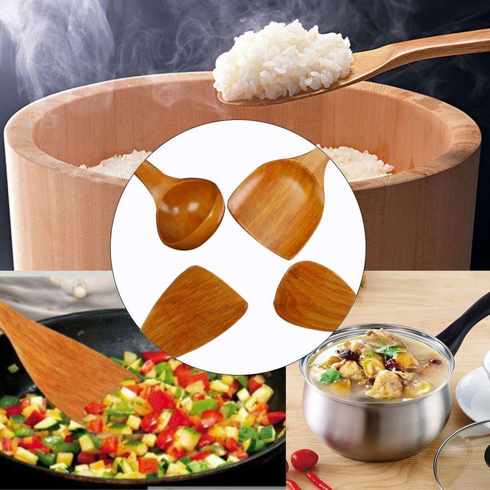 Xẻng Chiên Cá Bằng Gỗ Cán Dài Tiện Lợi