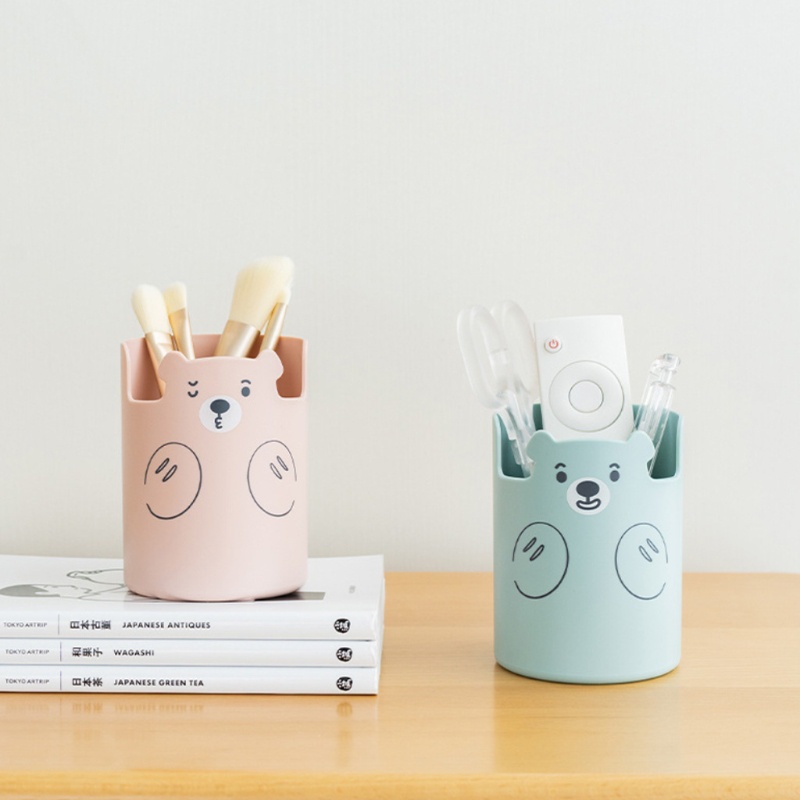 Hộp đựng bút/ cọ trang đIểm đa năng hình gấu dễ thương chất lượng cao dành cho nữ