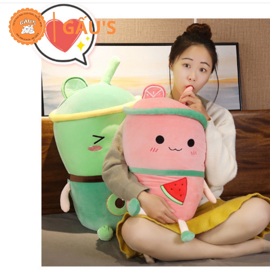 Gấu bông có mền Trà sữa trái cây nhiều màu  - GẤU SHOP