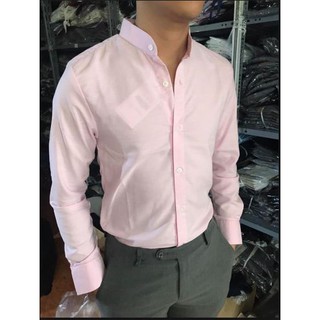 Áo sơ mi nam cổ tàu hồng phấn