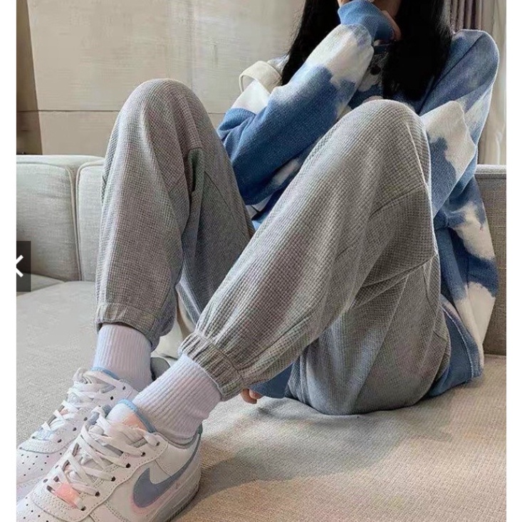 Quần ống rộng chất tổ ong cực đẹp LUHAZO  jogger thể thao unisex phong cách Ulzzang Hàn Quốc
