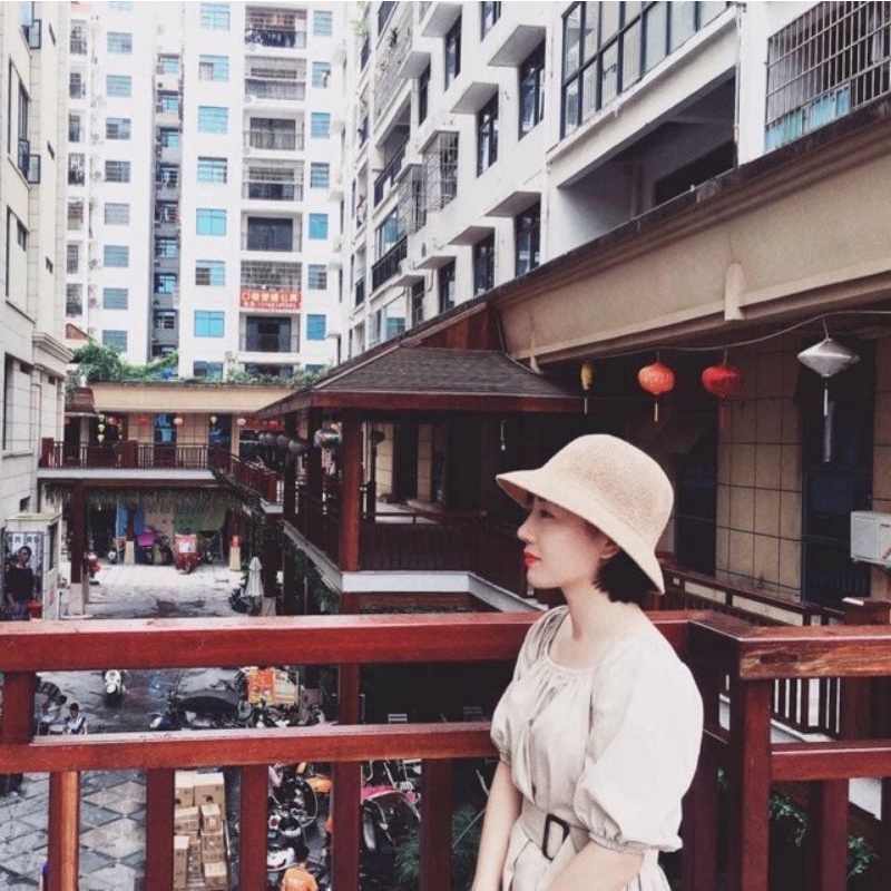 Mũ cói chữ M thời trang sanh điều